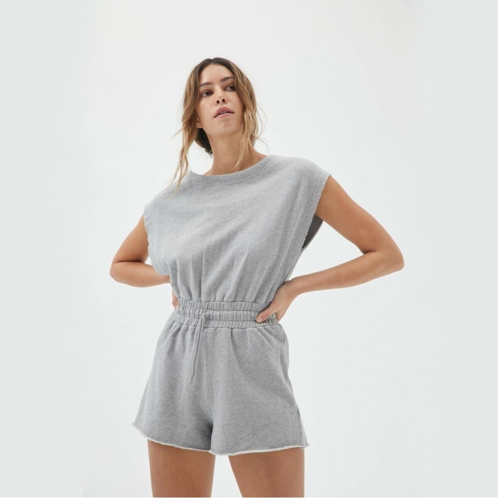 Out From Under Urban Outfitters Tina Terry Romper In Gray